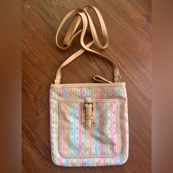 Fossil Multicolor Pastel Signature Canvas Crossbody Bag NWOT - Picture 2 of 10